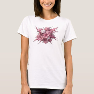 T-shirt Impression d'art de cubes abstraits rose frappant