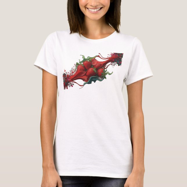 T-shirt Impression d'art de fraises abstraites rouges accr (Devant)