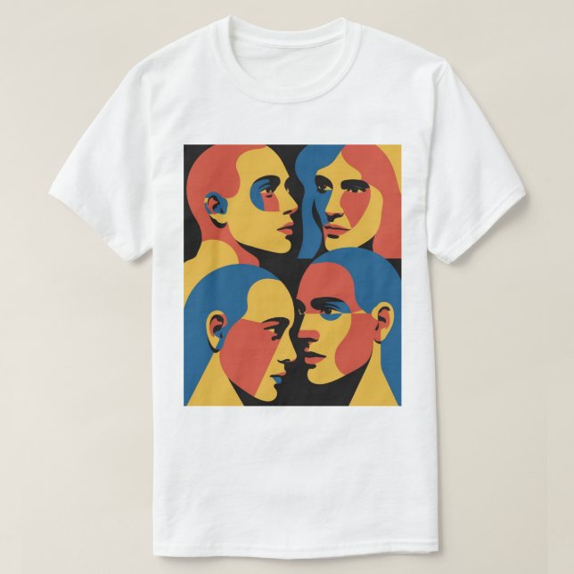 T-shirt Impression d'art de grille de visages abstraits, v (Design devant)