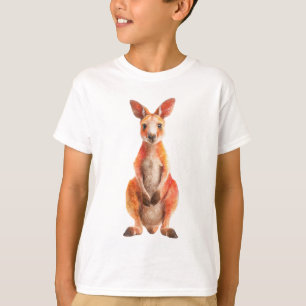 T-shirt Impression d'art de portrait de kangourou rouge vi