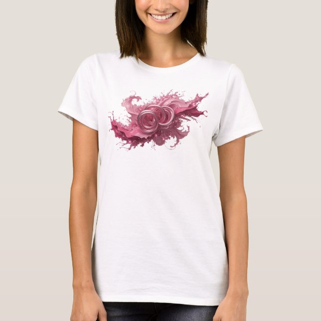 T-shirt Impression d'art en rose vif ART ABSTRAIT (Devant)