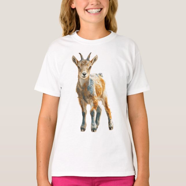 T-shirt Impression d'art fin de chevreau à cornes radieuse (Devant)