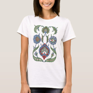 T-shirt Impression d'art floral géométrique bleu rouge ara
