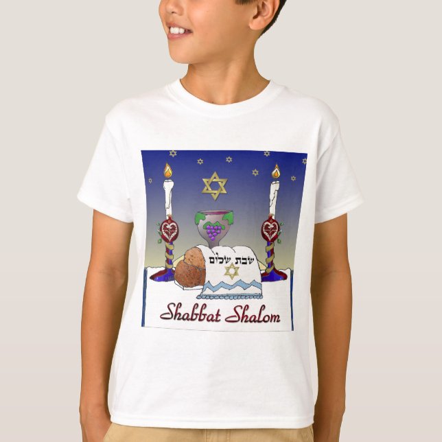 T-shirt Impression d'art Judaica Shabbat Shalom (Devant)