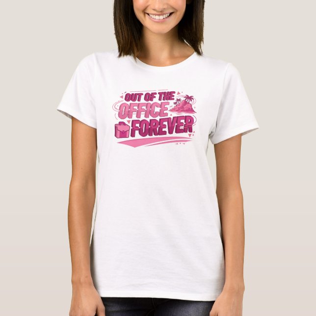 T-shirt Impression d'art Rose Gras EN DEHORS DU BUREAU (Devant)