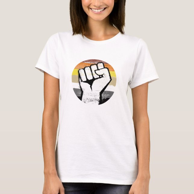 T-shirt Impression de cercle de poing de fierté d'ours (Devant)