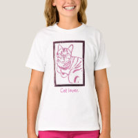 Impression de chat rayé rose et blanc dans le cadr