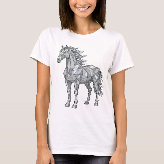T-shirt Impression de cheval gris LOW POLY Snappy (Devant)