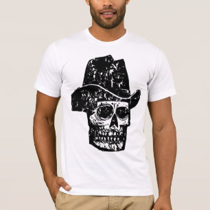 T-shirt Impression de crâne de cow-boy vintage avec vieux