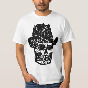 T-shirt Impression de crâne de cow-boy vintage avec vieux