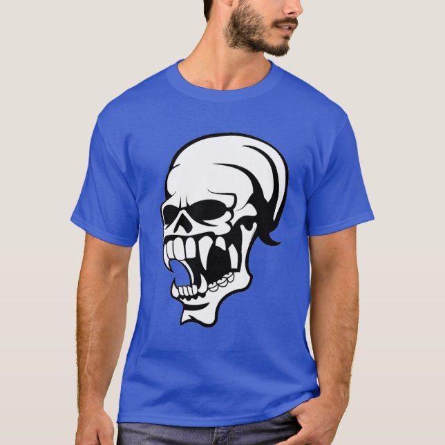 T-shirt Impression de crâne effrayant Awesome en noir et b (Devant)