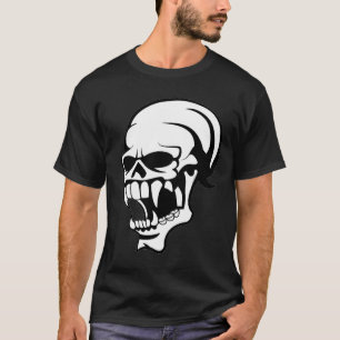 T-shirt Impression de crâne effrayant B & W - Chemise
