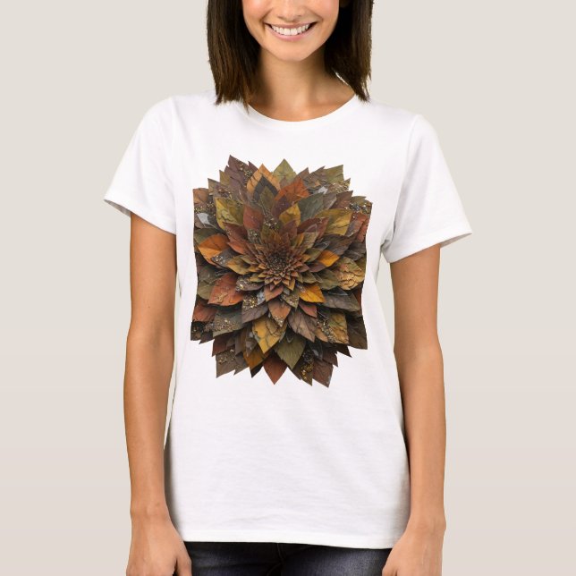 T-shirt Impression de feuilles d'AUTOMNE en argent vif (Devant)