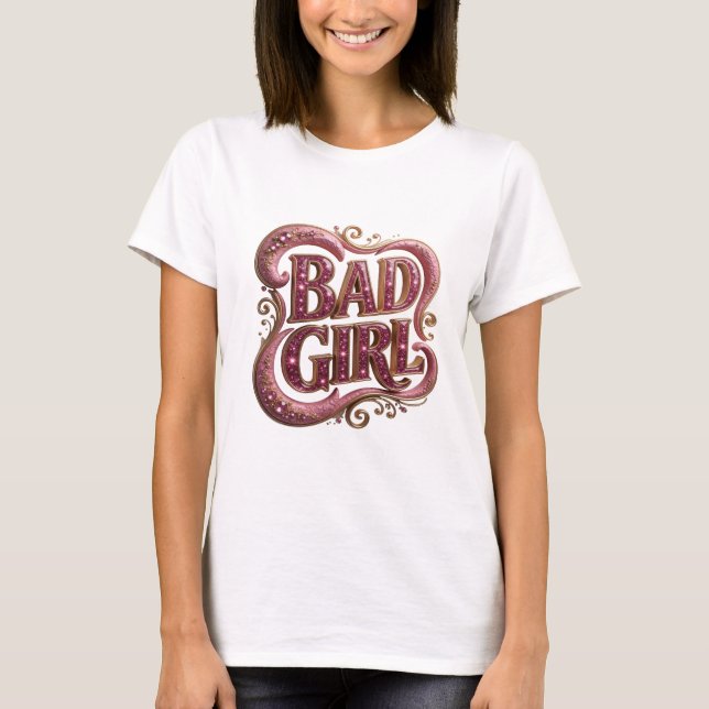 T-shirt Impression de fille méchante en or cool (Devant)