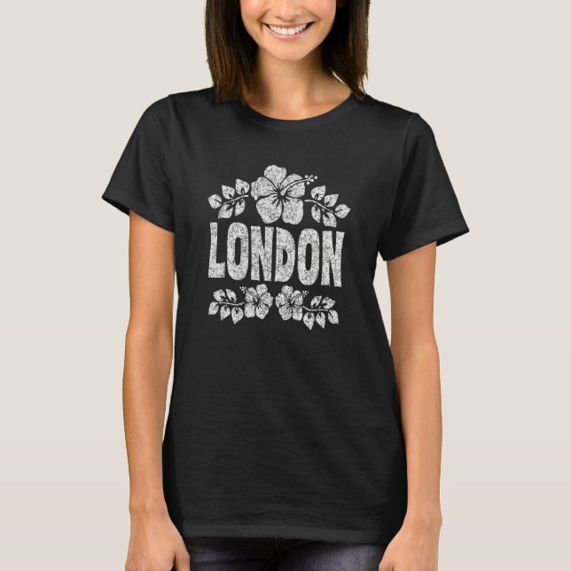 T-shirt Impression de fleurs de Londres blanc en détresse (Devant)