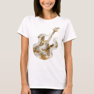 T-shirt Impression de GUITARE DORÉE en or artistique