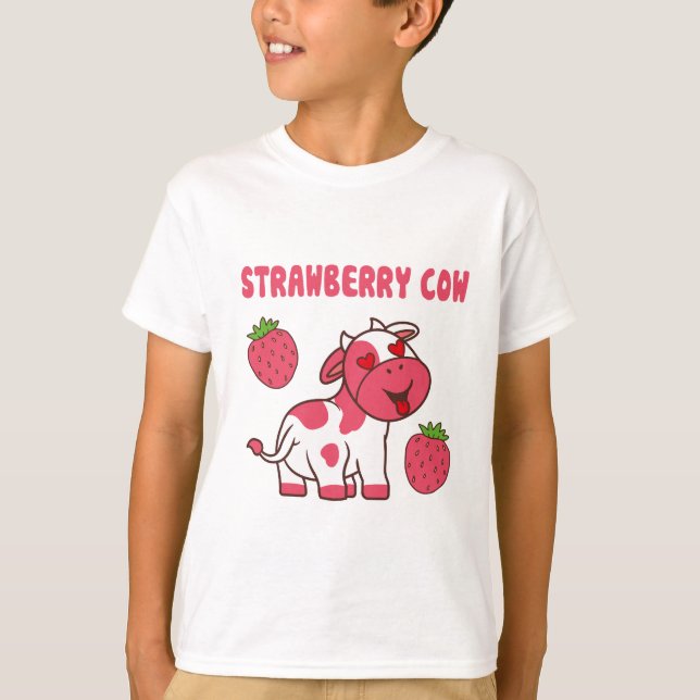T-shirt Impression de la vache à fraise mignonne (Devant)