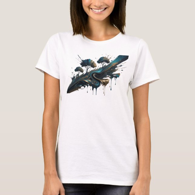 T-shirt Impression de mode ART ABSTRAIT Or Cool (Devant)