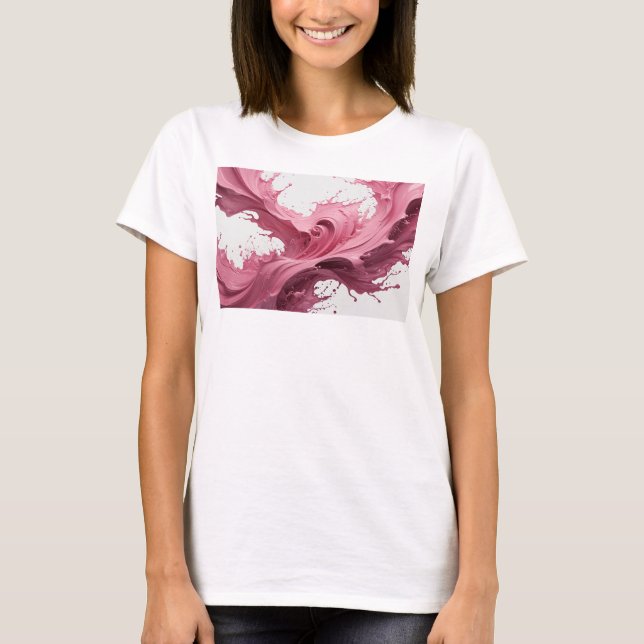 T-shirt Impression de mode ART ABSTRAIT Rose (Devant)