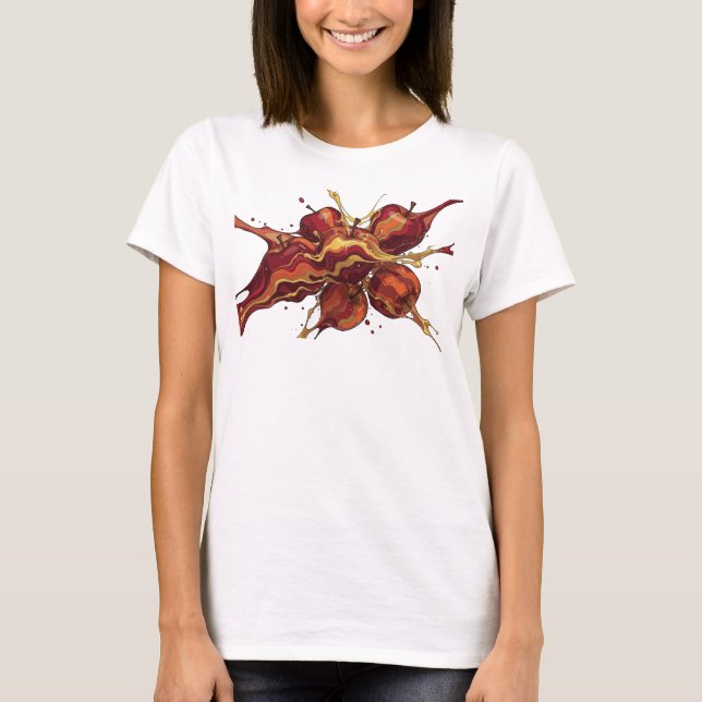 T-shirt Impression de mode de pomme abstraite rouge dynami (Devant)