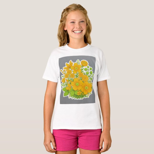 T-shirt impression de motif floral  (Devant entier)