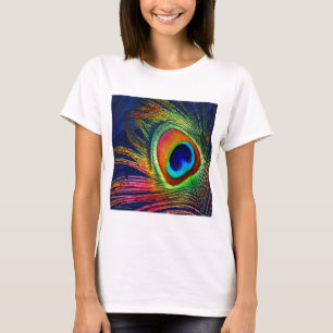 T-shirt Impression de plume de paon colorée