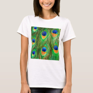 T-shirt Impression de plumes de paon colorées