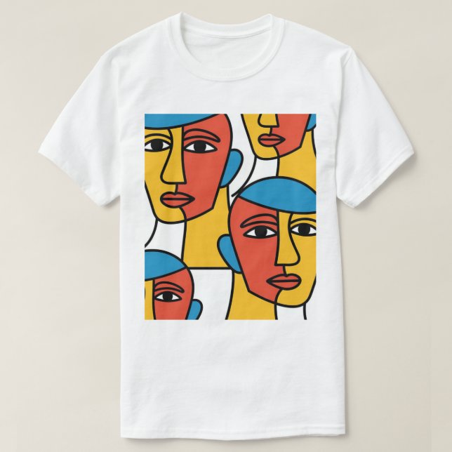 T-shirt Impression de visages abstraits, art géométrique v (Design devant)