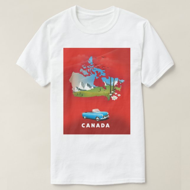 T-shirt Impression de voyage illustrée du Canada. (Design devant)