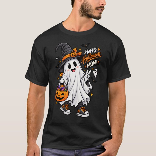 T-shirt Impression d'Halloween avec fantôme (Devant)