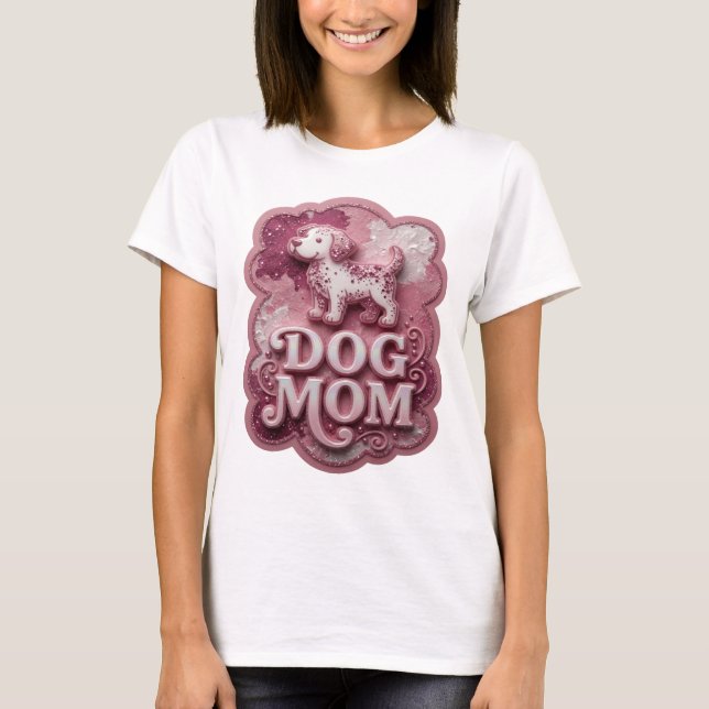 T-shirt Impression DOG MOM Argent Fraîche (Devant)
