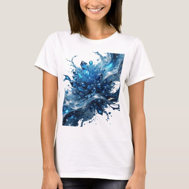 T-shirt Impression ÉCLABoussure d'EAU CRISTAL BLEU Argenté (Devant)