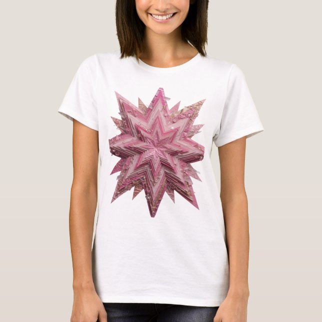 T-shirt Impression étoile rose argentée Snappy (Devant)