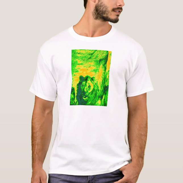 T-shirt Impression Fluorante Lion Art Vision Night (Devant)