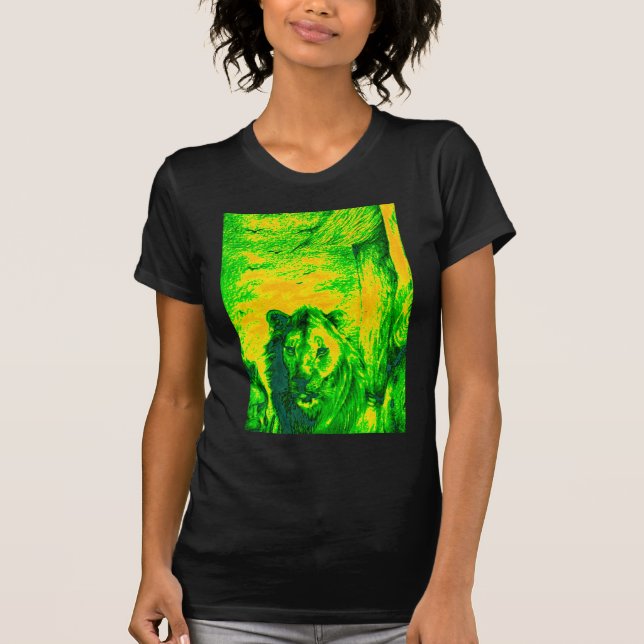 T-shirt Impression Fluorante Lion Art Vision Night (Devant)