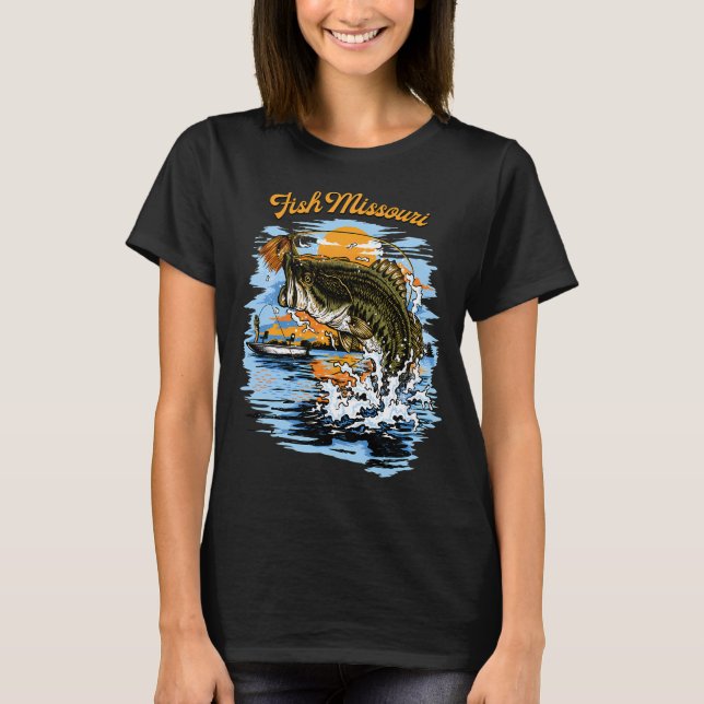T-shirt Impression graphique de pêche au black bass (Devant)