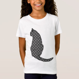 T-Shirt Impression japonaise Cat, noir et blanc Kimono