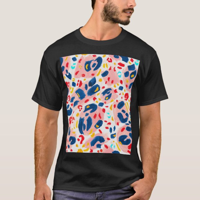 T-shirt Impression léopard : aquarelle peinte à la main. (Devant)