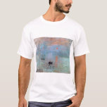 T-shirt Impression, lever de soleil, Claude Monet, 1872<br><div class="desc">Oscar-Claude Monet (14 novembre 1840 - 5 décembre 1926) était un peintre français, un fondateur de la peinture impressionniste française et le praticien le plus cohérent et le plus prolifique de la philosophie du mouvement d'exprimer ses perceptions avant la nature, surtout en ce qui concerne la peinture en plein air....</div>