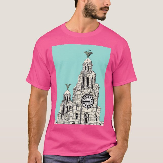 T-shirt Impression Liverpool Liver Building Travel (Devant)