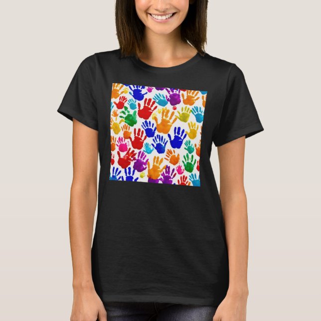 T-shirt Impression manuelle colorée (Devant)
