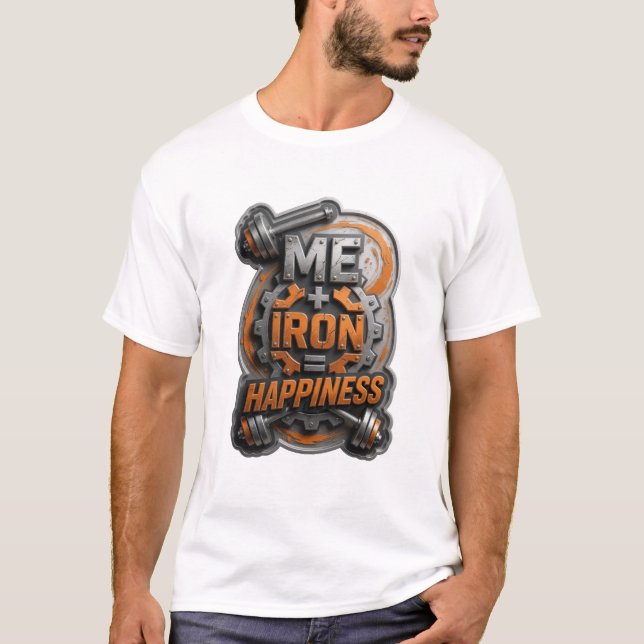 T-shirt Impression ME IRON HAPPINESS Argent Frais (Devant)