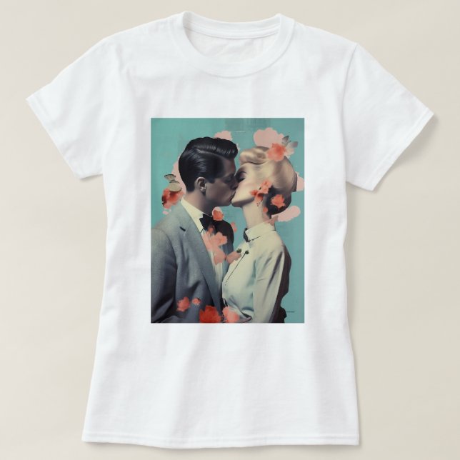 T-shirt Impression moderne, Baiser, Femme Homme, Amour (Design devant)