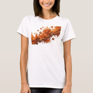 T-shirt Impression Orange ÉTOILES DORÉES Artistique