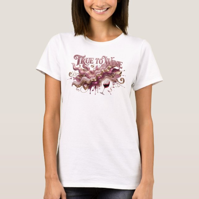 T-shirt Impression Rose Clair VRAI VIN (Devant)