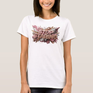 T-shirt Impression Rouge Clair STOP REGARDEZ Print