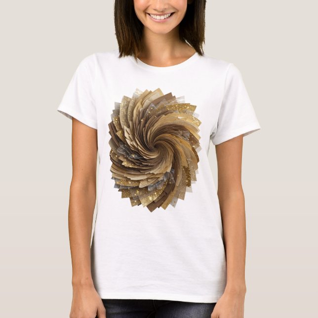 T-shirt Impression SPIRALE D'OR Argent Élégant (Devant)