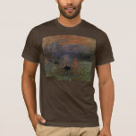 T-shirt Impression Sunrise par Claude Monet, Art Vintage<br><div class="desc">Impression, Sunrise (1872) de Claude Monet est une vintage impressionnisme de peinture marine d'art. La position du soleil semble qu'il pourrait aussi être un coucher de soleil. Un paysage maritime au port du Havre, France avec plusieurs bateaux au premier plan au lever du soleil. À propos de l'artiste : Claude...</div>
