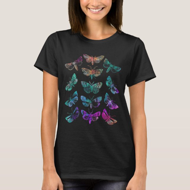 T-shirt Impression tie dye papillon arc-en-ciel hippie cou (Devant)