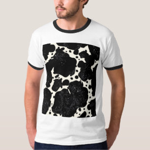 T-shirt Impression vache noir et blanc Animal tendance